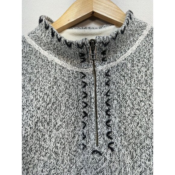 CJ Banks Womens Hand Embroidered Sweater Size X Gray Wool Blend 1/4 Zip - Picture 2 of 13